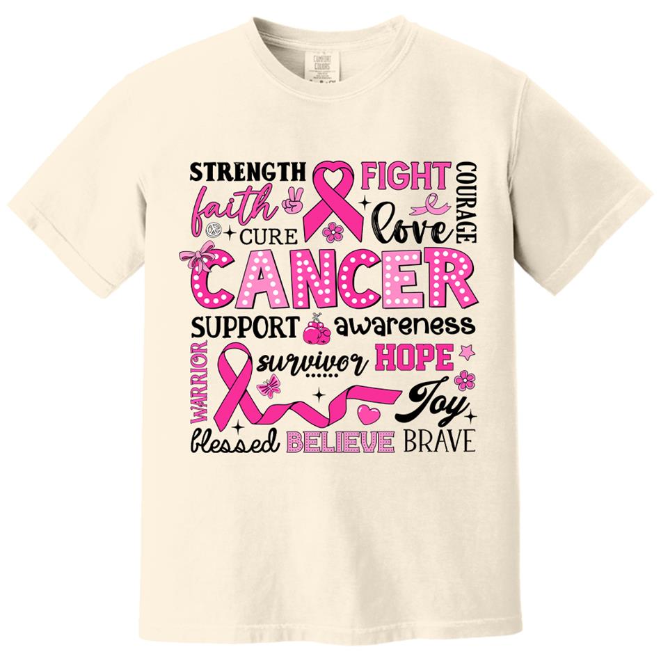 Strength Faith Cure Fight Love Courage Breast Cancer Awareness Inspirational Conquete Ribbon Shirt H2511 Trna