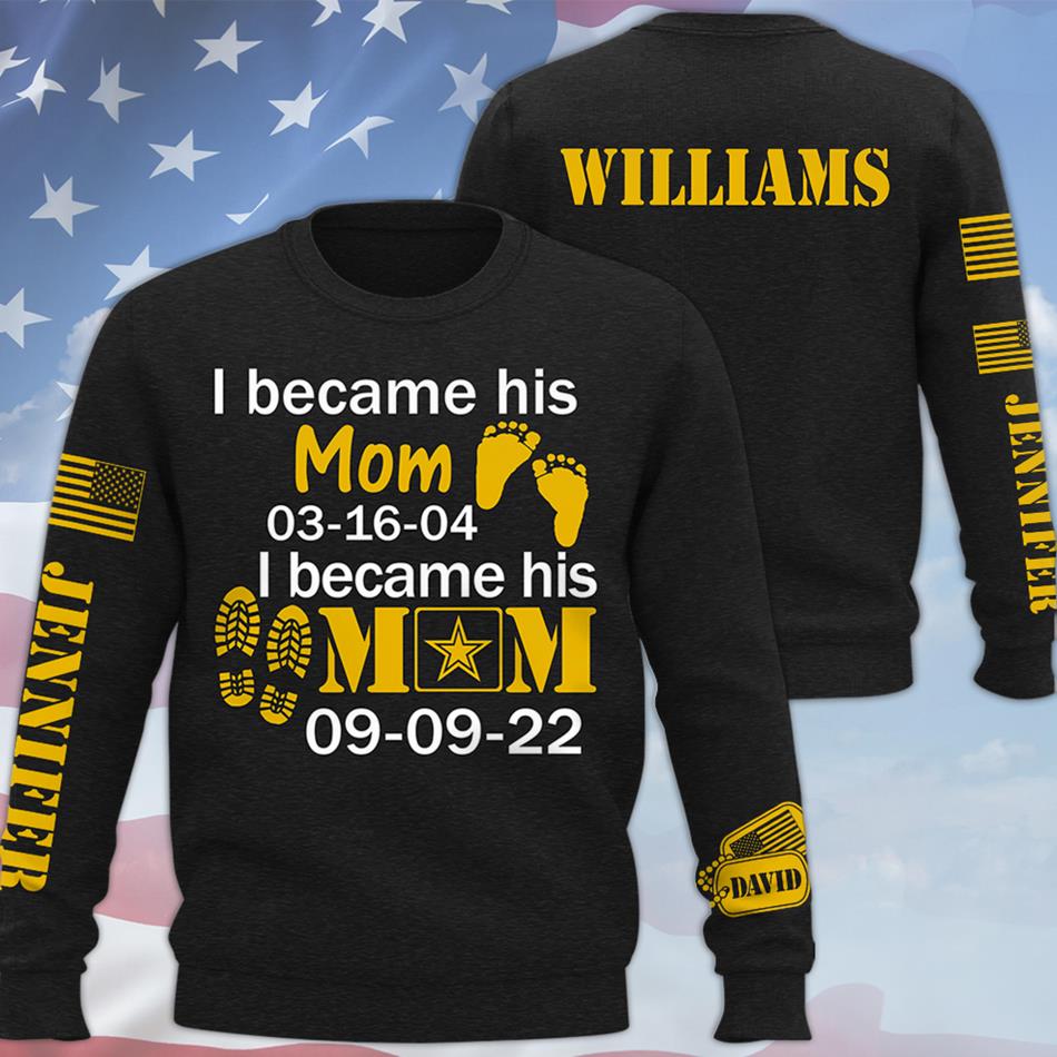 I Became His Mom I Became Army Mom Custom All Over Print Shirt Hoodie Gift For Military Mom Dad Family Members H2511 Trna