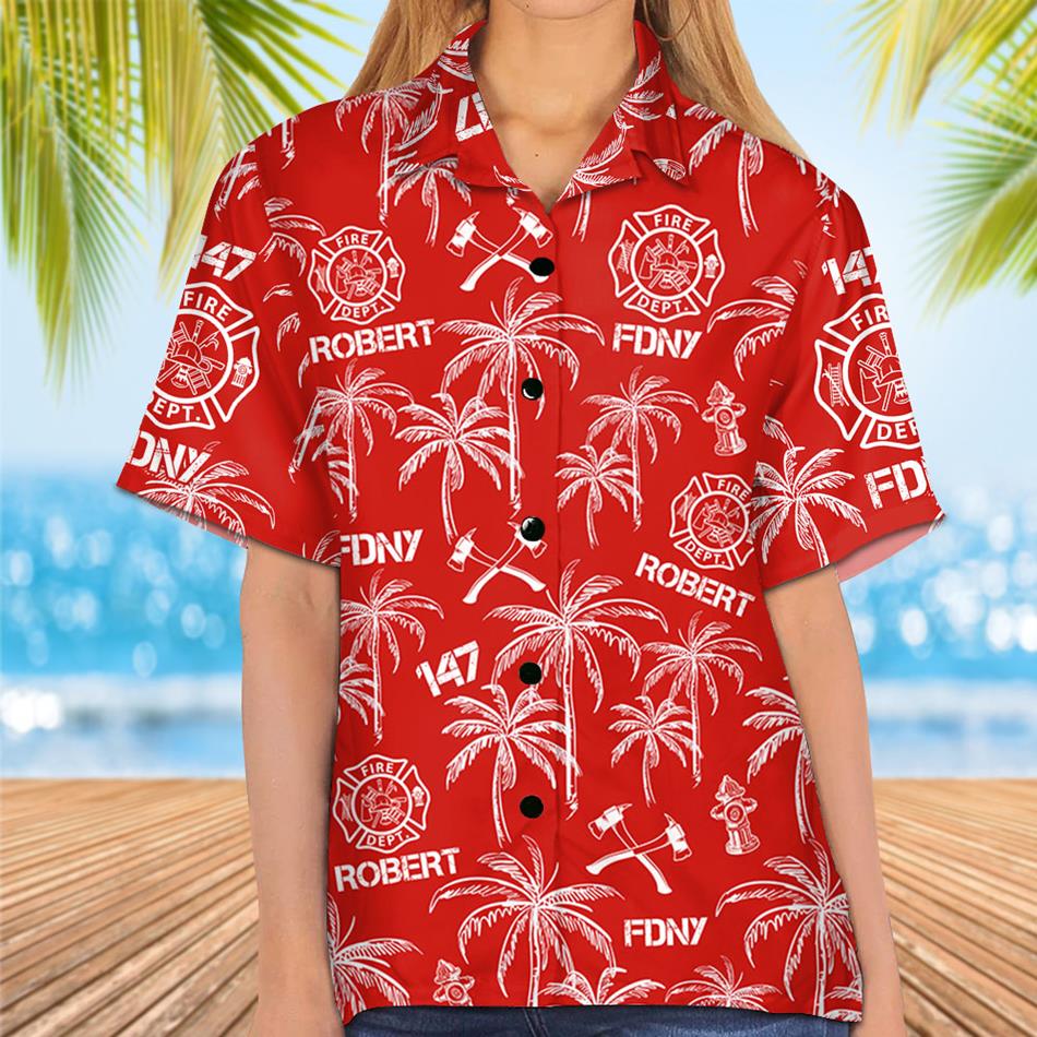 Custom Hawaiian Shirt Gift For Firefighter - Personalized Gifts For Fireman H2511 Trna