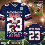 I’m Not Just His Dad I’m Also His #1 Fan, Personalized Football Mom Jersey, Custom Name, Number & Player Photo Na02 Pt99