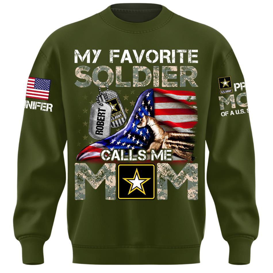 My Favorite Soldier Calls Me Mom Custom Shirt For Proud Mom Dad Family Roles Of US Soldier Shirt H2511 Trna