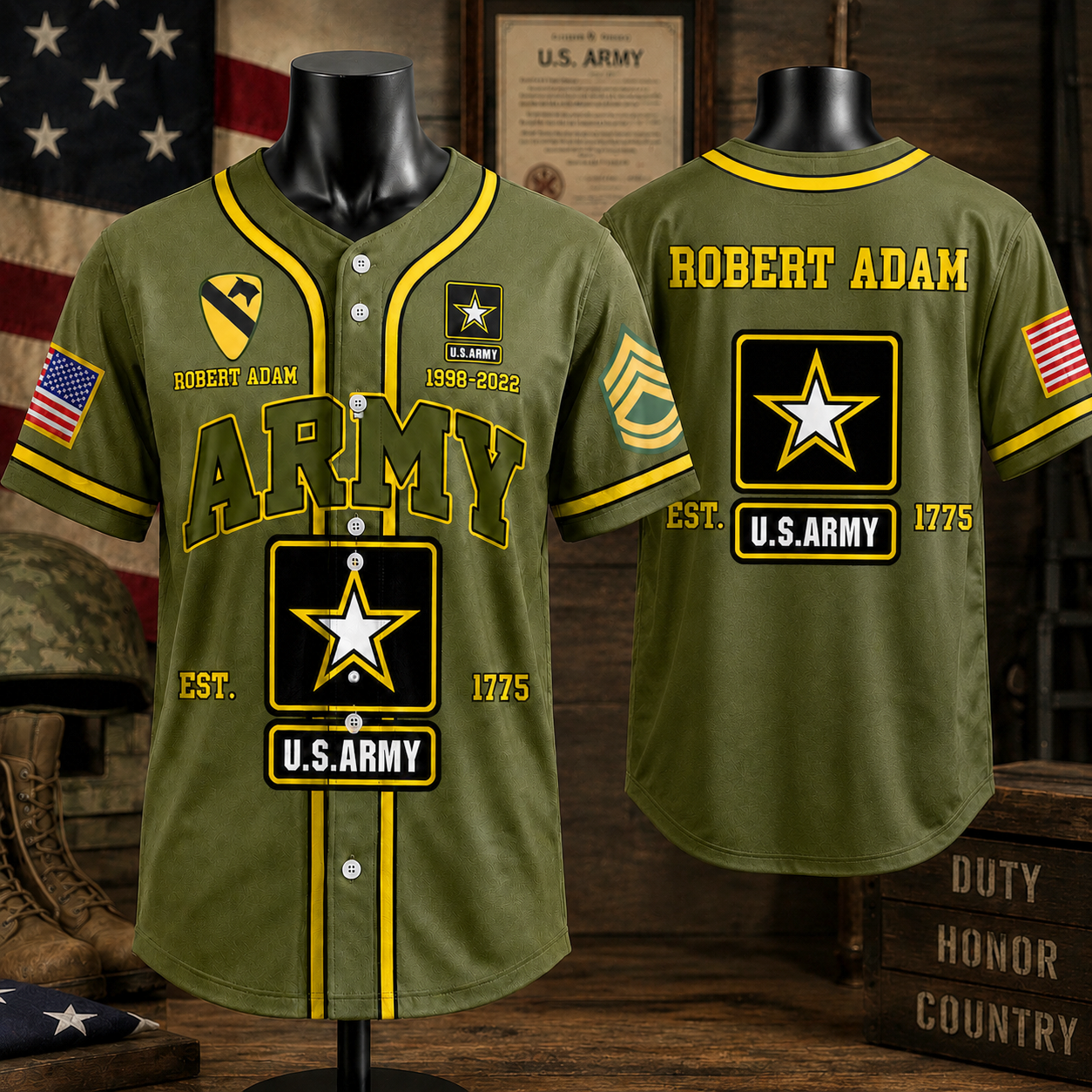 US Military Baseball Jersey Custom All Branches Rank Division Name For Military Retirement Veteran Dad Grandpa H2511