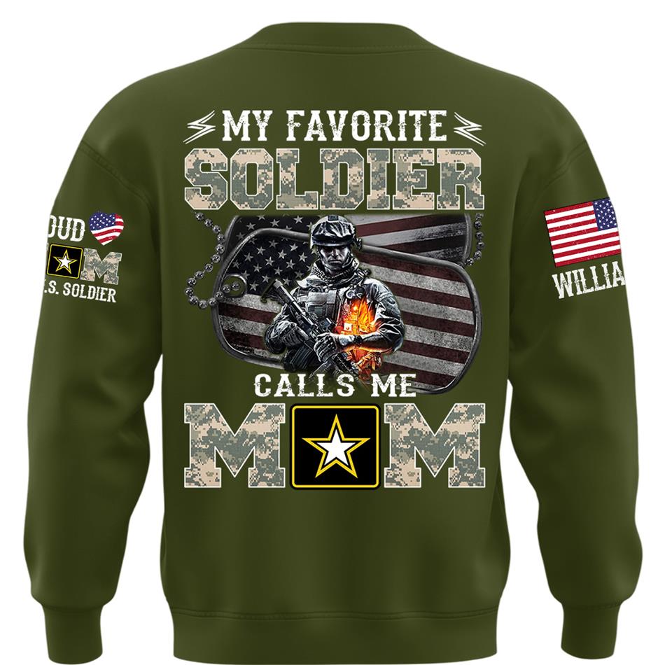 My Favorite Soldier Calls Me Mom Proud Mom Dad Of A US Soldier Custom Shirt For Proud Military Mom Dad Family Day Shirt Mothers Day Fathers Day Shirt H2511 Trna