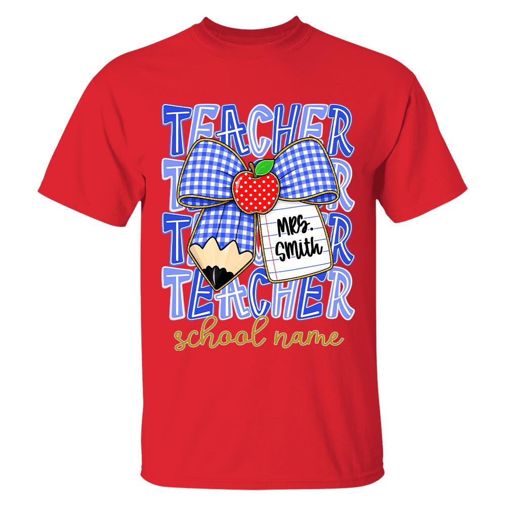 Personalized Coquette Bow Teacher Para Librarian Counselor Appreciation Back to School, Custom Job Title Teacher Name, Gifts For Teacher MI209 Hv01