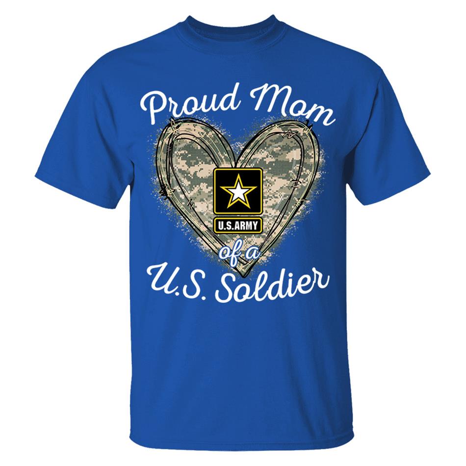 Proud Mom Of A U.S. Soldier Camo Heart Custom Shirt For Military Mom Grandma Sister... Family H2511 Trna
