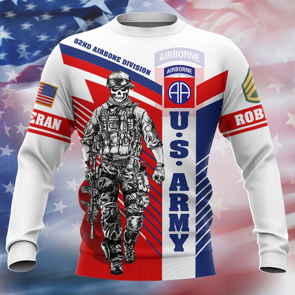 Veteran Military U.S Miltiary Veteran Soldier Custom Division Rank 3D Hoodie All Over Printed Shirt H2511 Do99