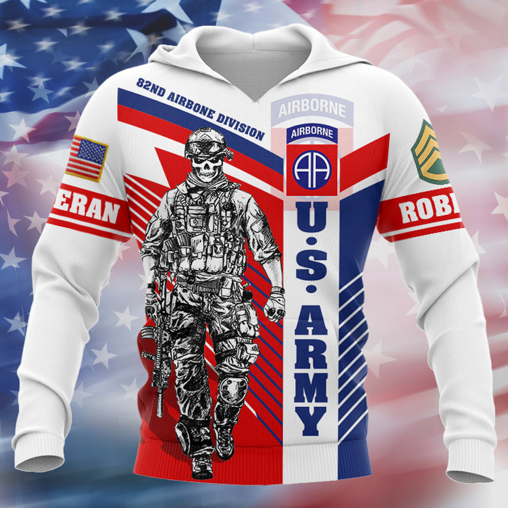 Veteran Military U.S Miltiary Veteran Soldier Custom Division Rank 3D Hoodie All Over Printed Shirt H2511 Do99