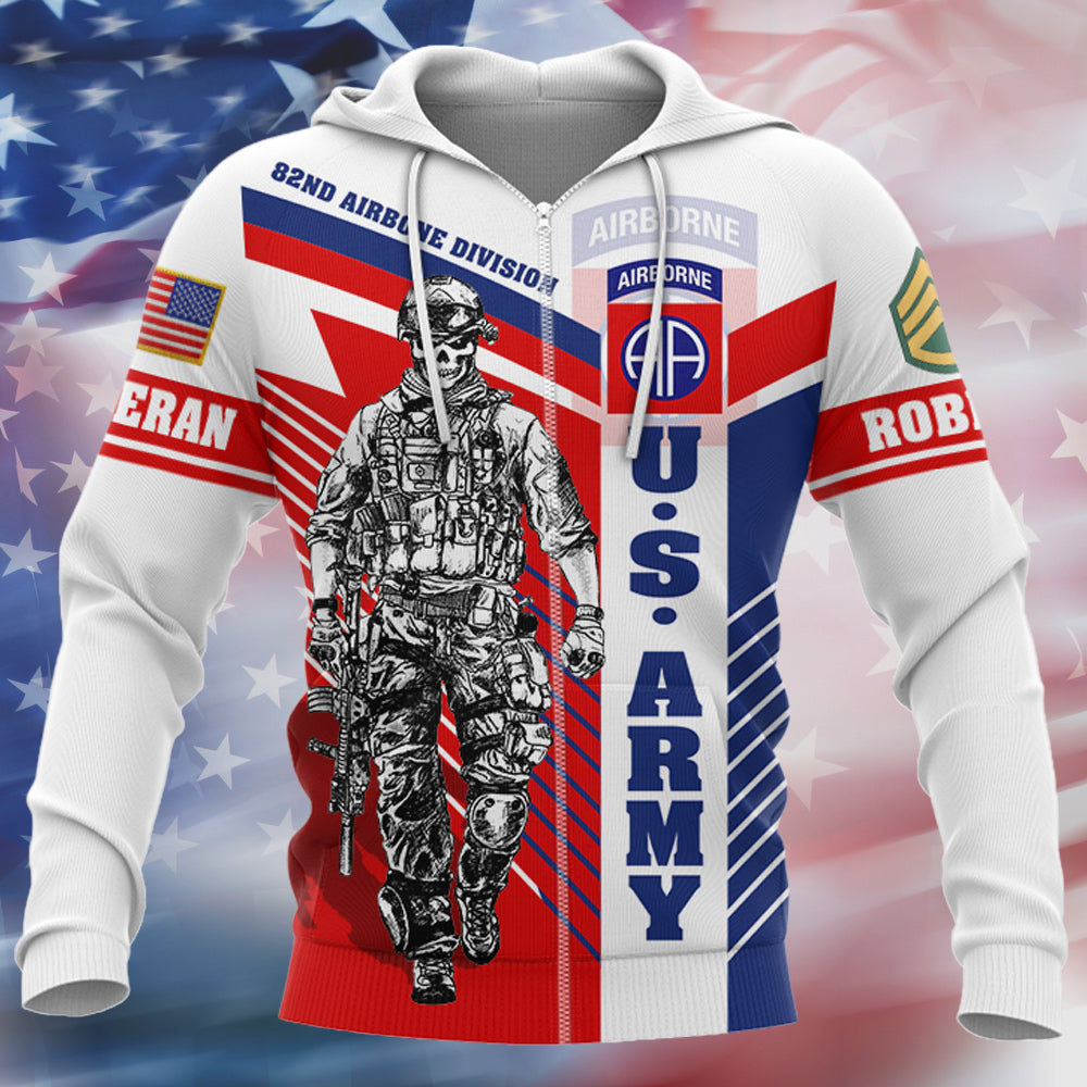 Veteran Military U.S Miltiary Veteran Soldier Custom Division Rank 3D Hoodie All Over Printed Shirt H2511 Do99