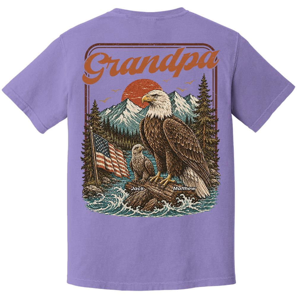 Personalized Papa America Eagle Patriotic T-Shirt Father Day Gifts for Dad Funny Papa Tshirt Cool Daddy Eagle Vintage Retro Shirt for Men Hv01