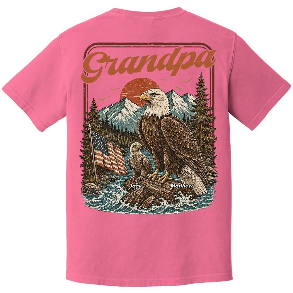 Personalized Papa America Eagle Patriotic T-Shirt Father Day Gifts for Dad Funny Papa Tshirt Cool Daddy Eagle Vintage Retro Shirt for Men Hv01