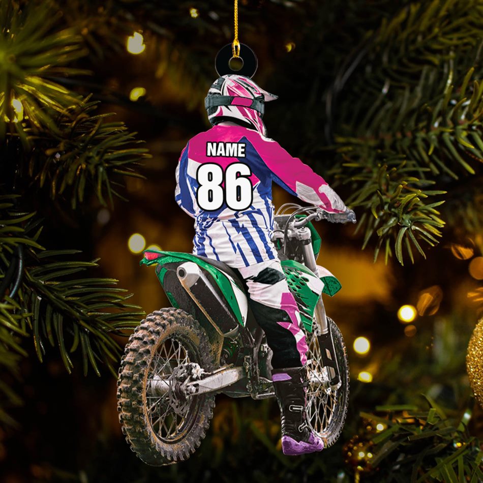 Personalized Motocross Racer Ornament Gift For Motocross Lovers Christmas Ornament H2511
