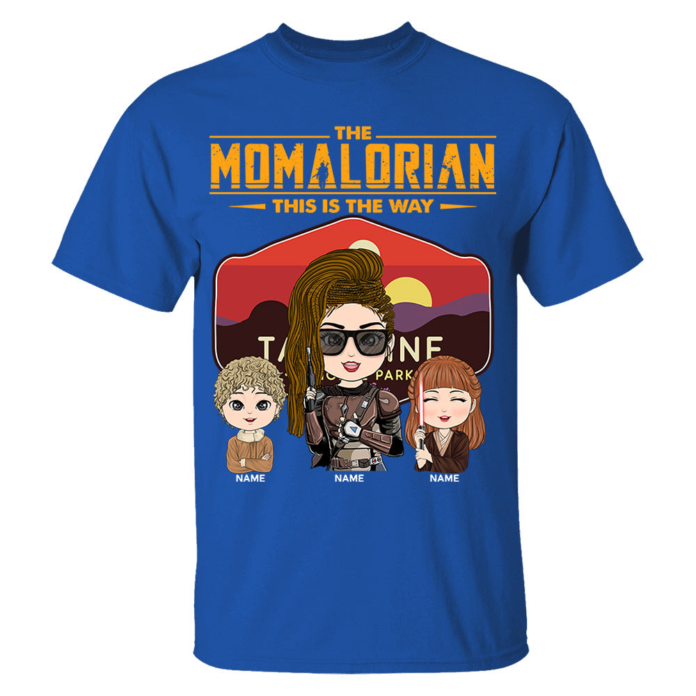 The Momalorian - Personalized Shirt Gift For Mom Custom Nickname With Tatooine Sunset Shirt Gift For Mom
