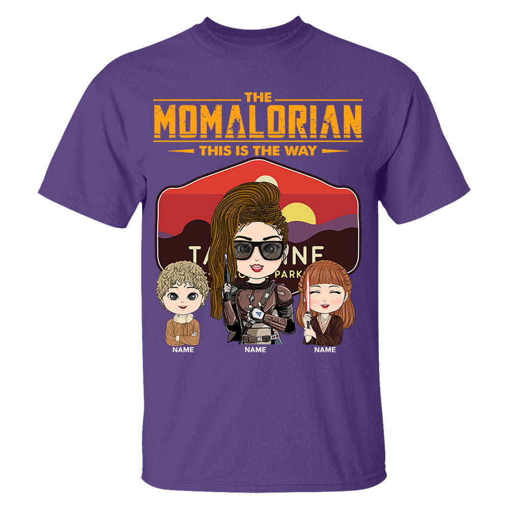The Momalorian - Personalized Shirt Gift For Mom Custom Nickname With Tatooine Sunset Shirt Gift For Mom