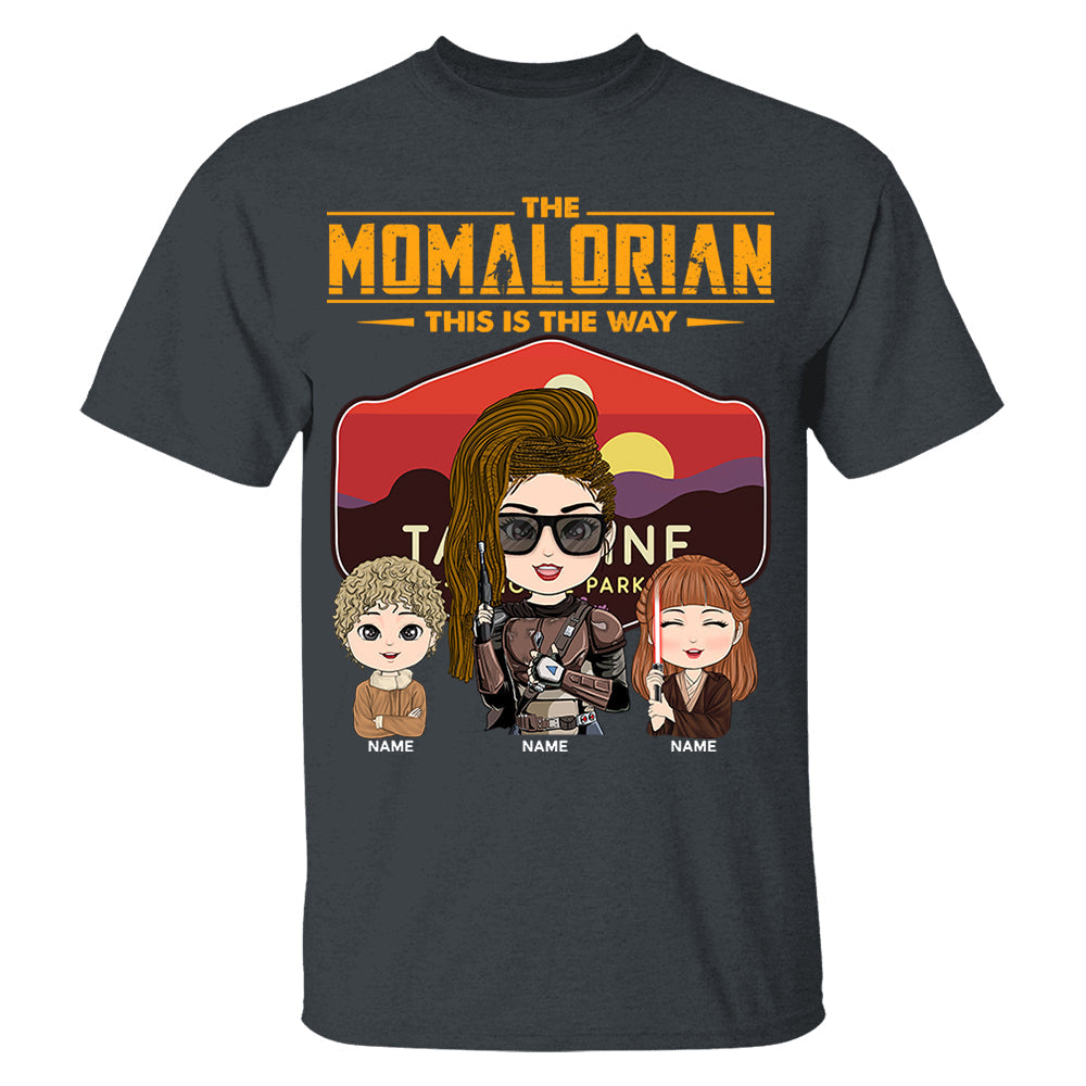 The Momalorian - Personalized Shirt Gift For Mom Custom Nickname With Tatooine Sunset Shirt Gift For Mom