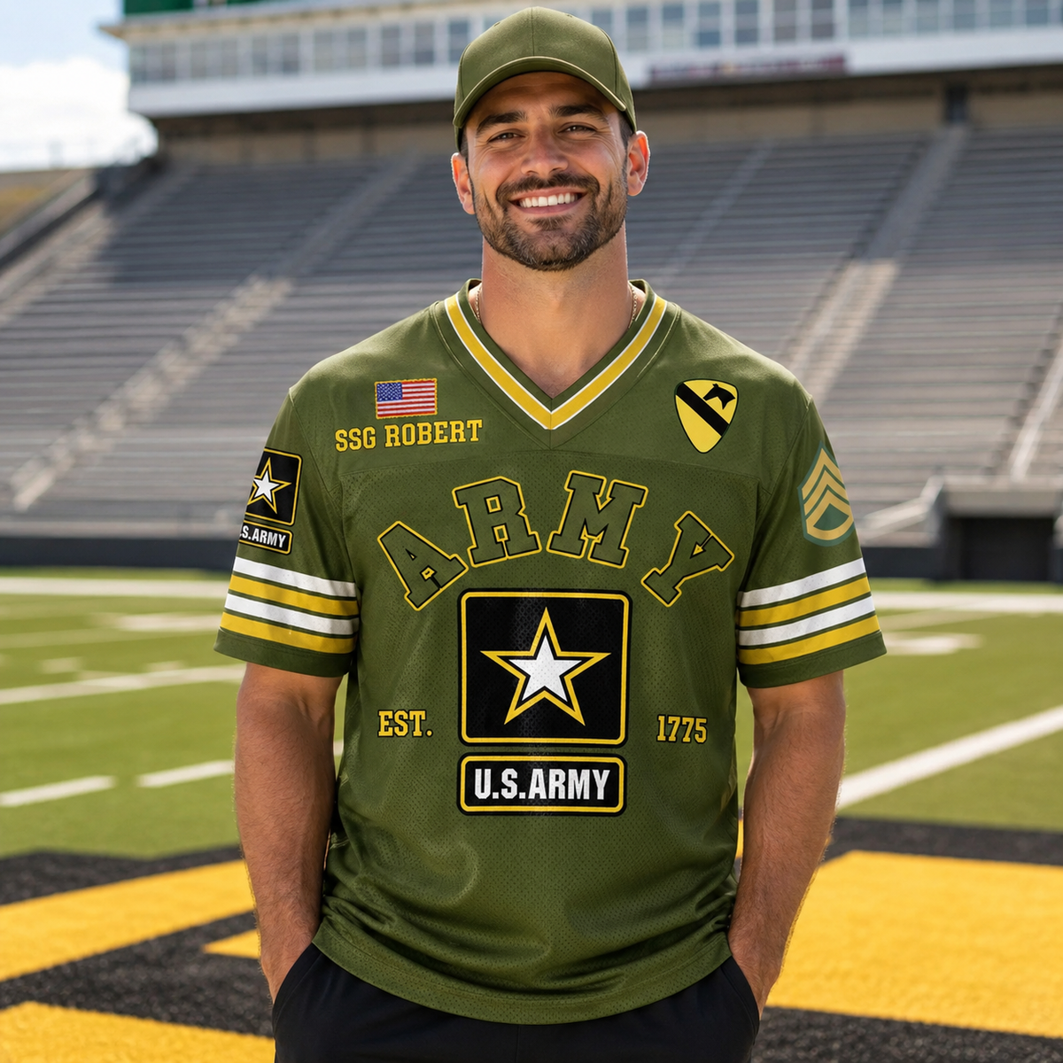 US Military Football Jersey Custom All Branches Rank Division Name For Military Retirement Veteran Dad Grandpa H2511
