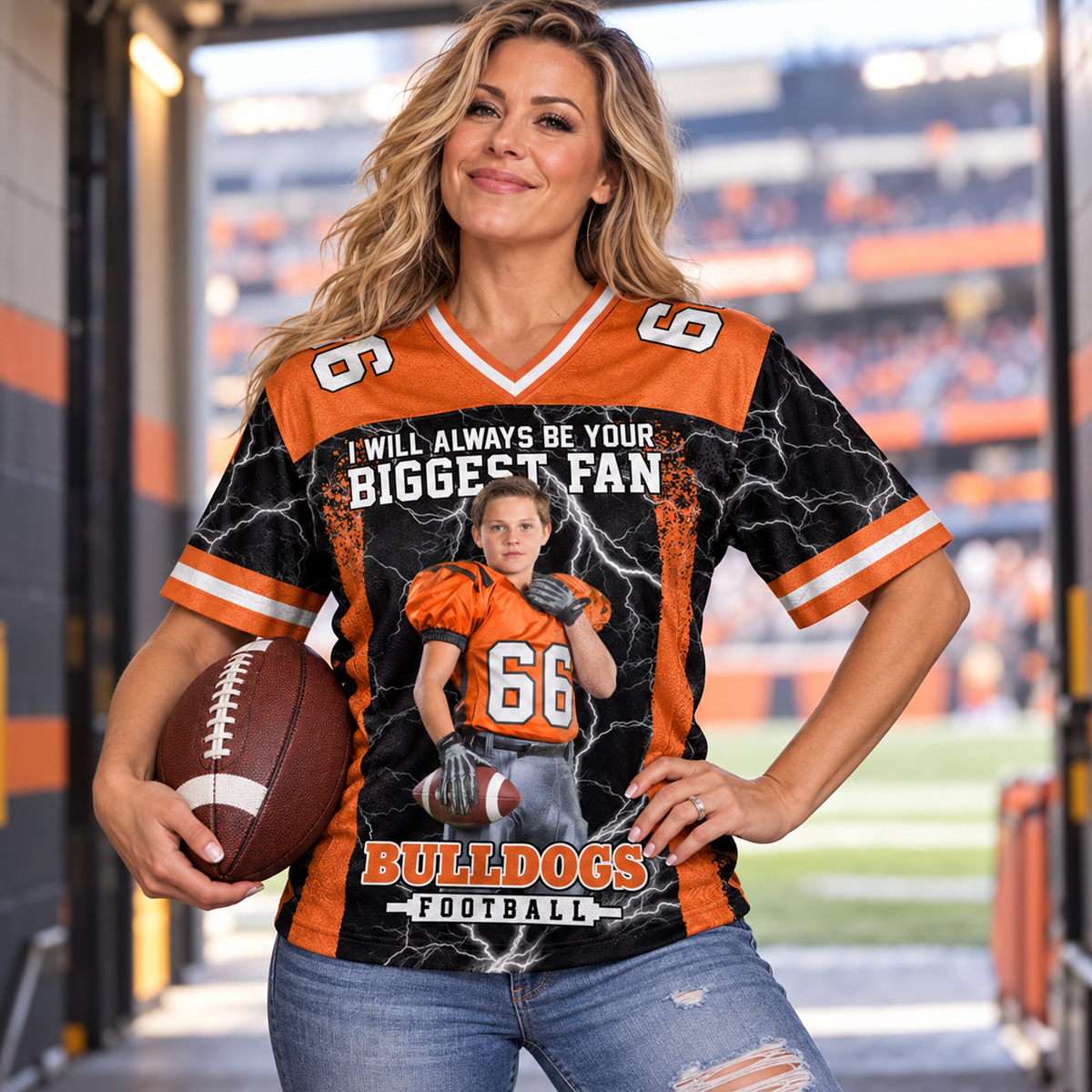 Custom I Will Always Be Your Biggest Fan Football Jersey For Mom Dad Family L0411 T24