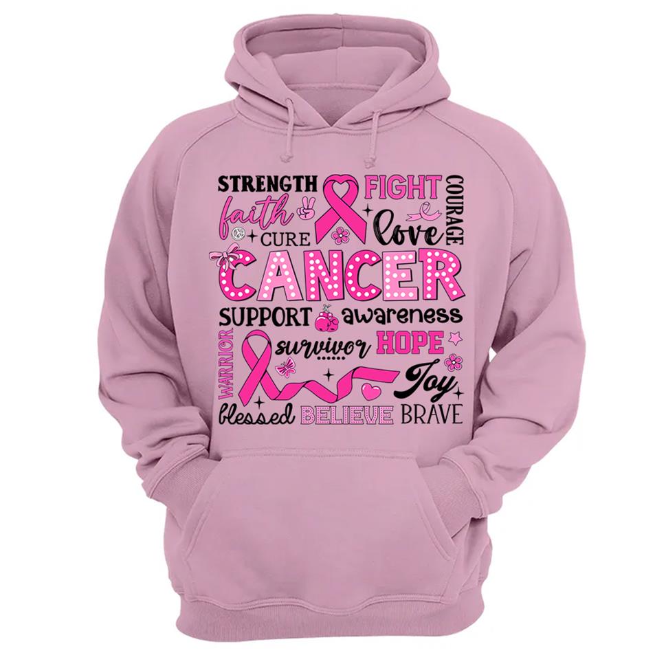 Strength Faith Cure Fight Love Courage Breast Cancer Awareness Inspirational Conquete Ribbon Shirt H2511 Trna