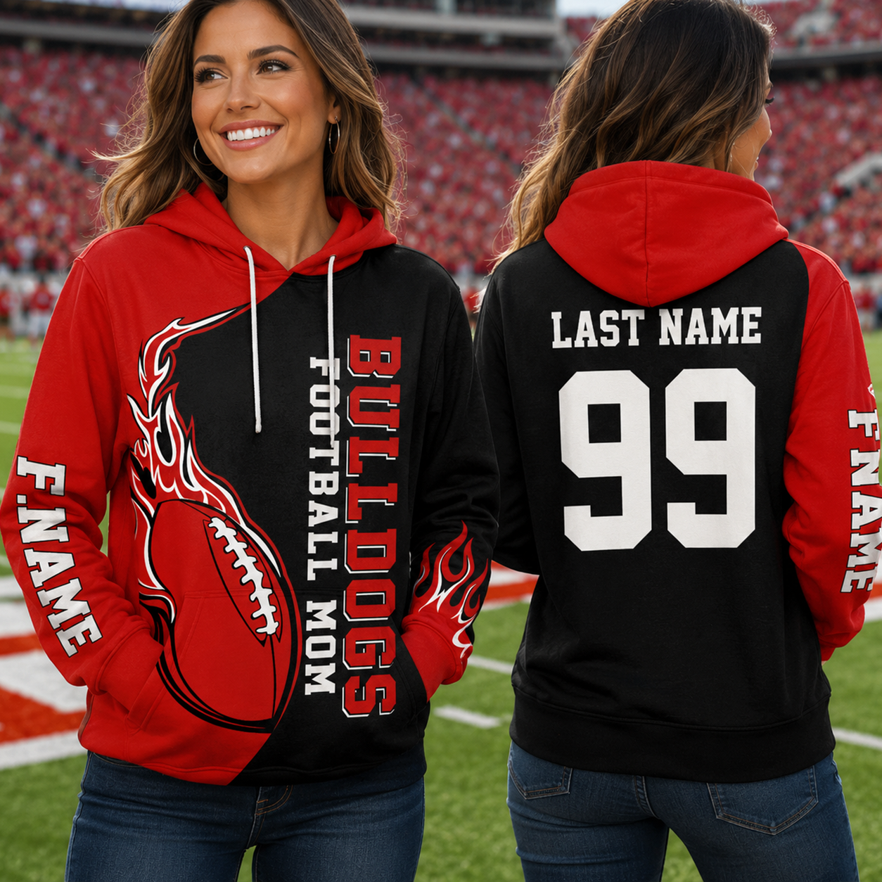 Personalized Team Name Team Spirit Football Mom All Over Print Shirt For Football Mom Dad Family Game Day Shirt H2511