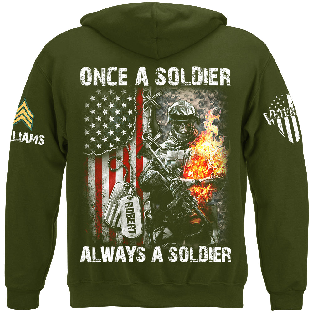 Once A Soldier Always A Soldier Distressed Camouflage Flag Custom Shirt For US Soldier Veterans Gift H2511 Trna