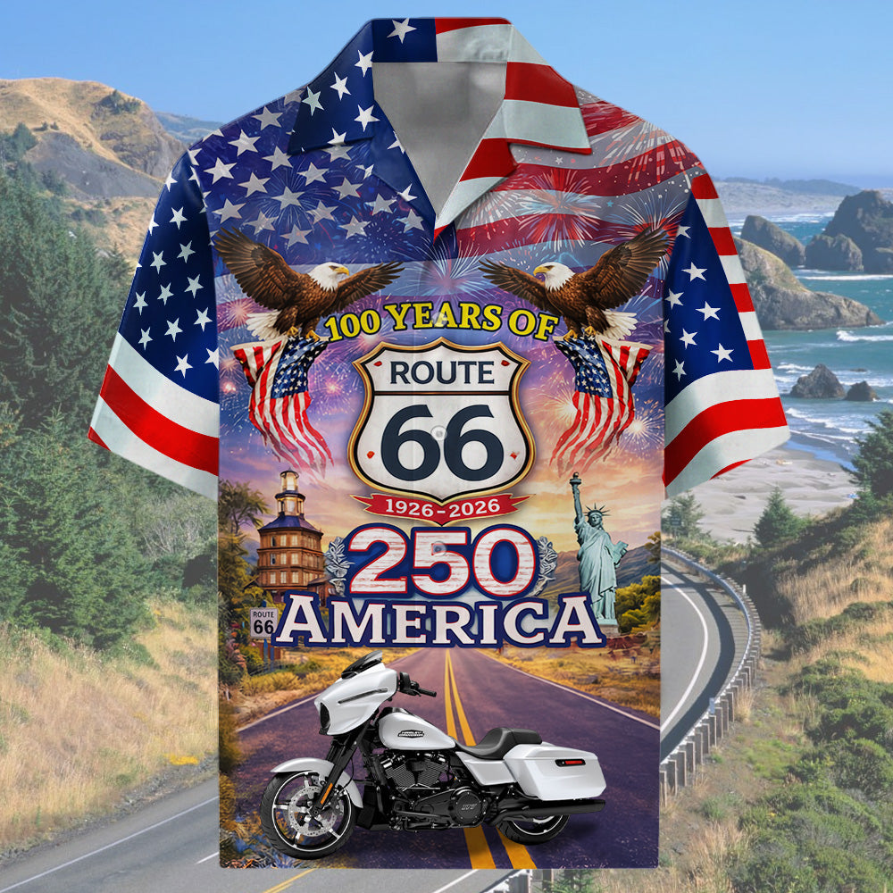 Celebrate 100 Years of Road Route 66 and America 250th Anniversary - This Is How I Roll - Personalized Motorcycle Photo Hawaiian Shirt A2110 T24