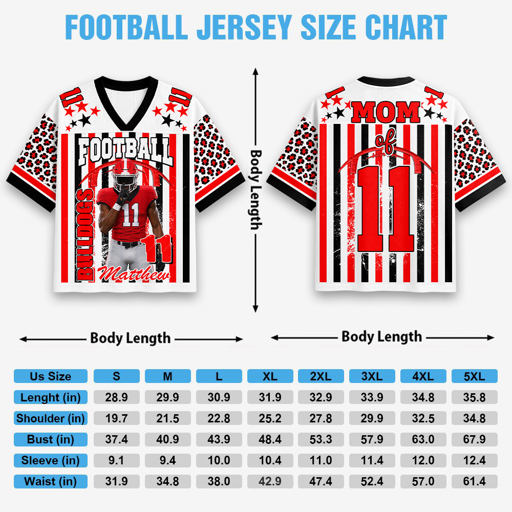 Personalized Football Jersey with Player Photo, Custom Team Name & Mascot Football Jersey for Football Mom & Grandma Hv01