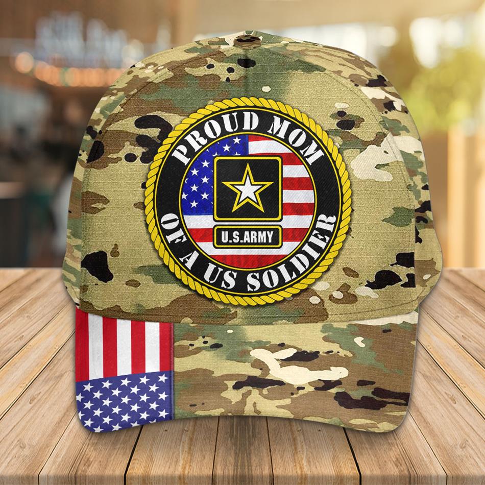 Proud Mom Of A Us Soldier Custom Camouiflage Cap Gift For Mom Dad... Family Members Military Graduate Day Cap H2511 Trna