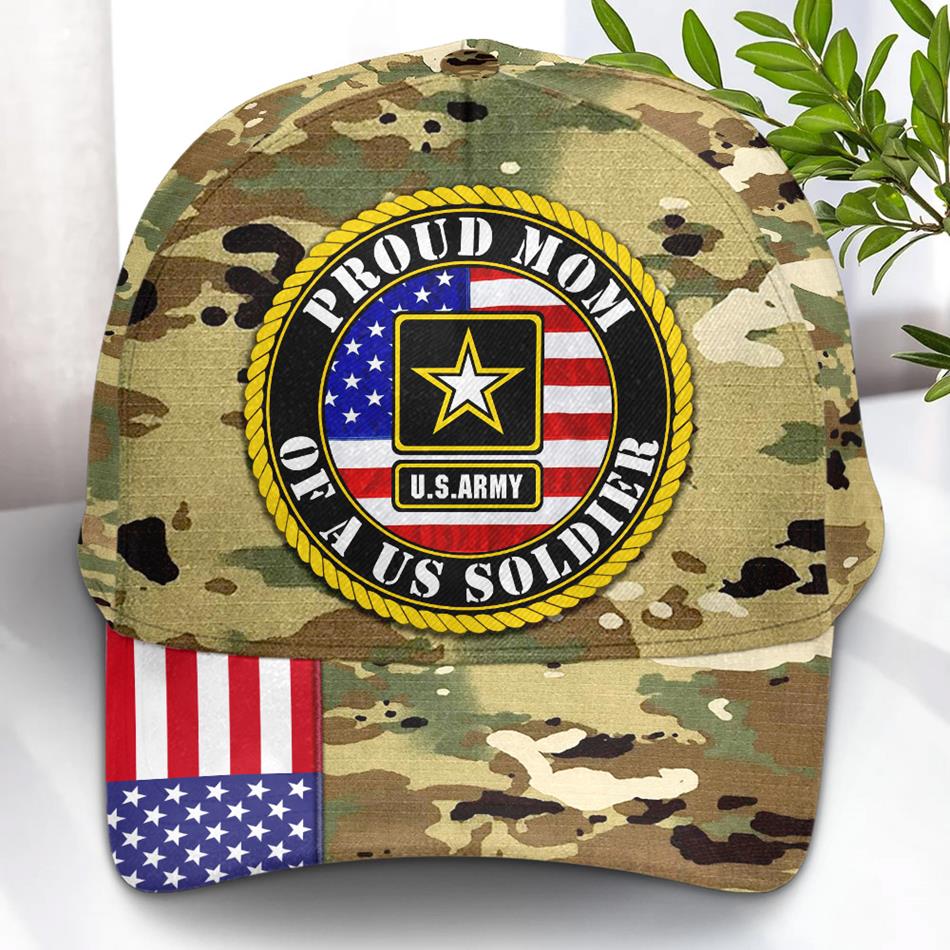 Proud Mom Of A Us Soldier Custom Camouiflage Cap Gift For Mom Dad... Family Members Military Graduate Day Cap H2511 Trna