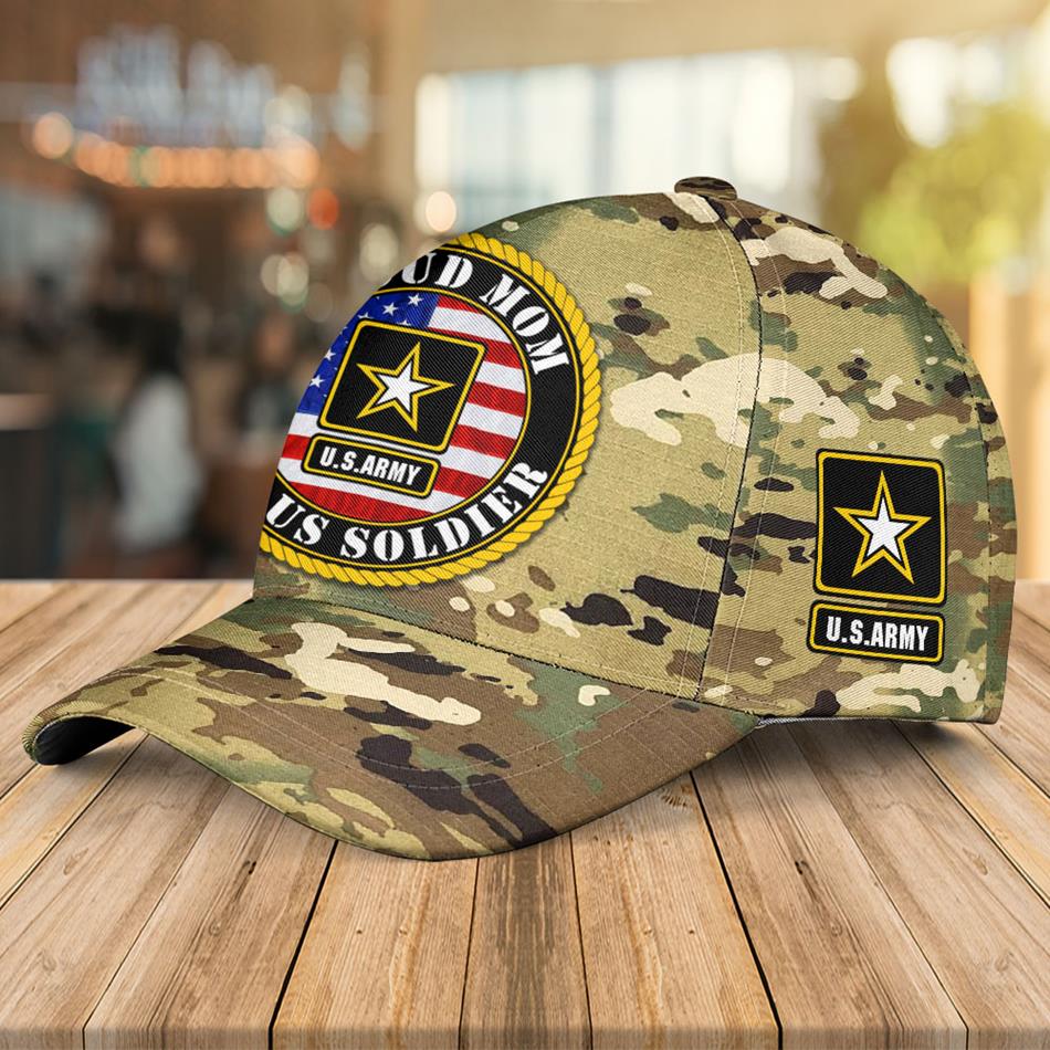 Proud Mom Of A Us Soldier Custom Camouiflage Cap Gift For Mom Dad... Family Members Military Graduate Day Cap H2511 Trna