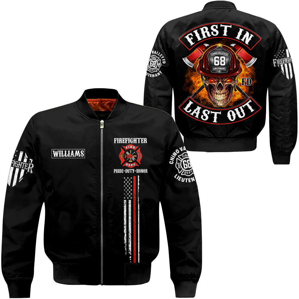 US Firefighter First In Last Out Personalized All Over Print Shirt For Firefighter H2511