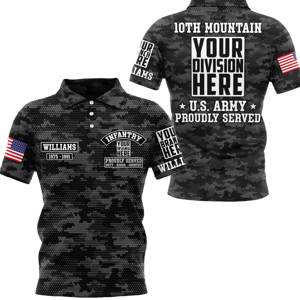 Hexagonal Camo Military Personalized All Over Print Shirt For Veteran   Design H2511