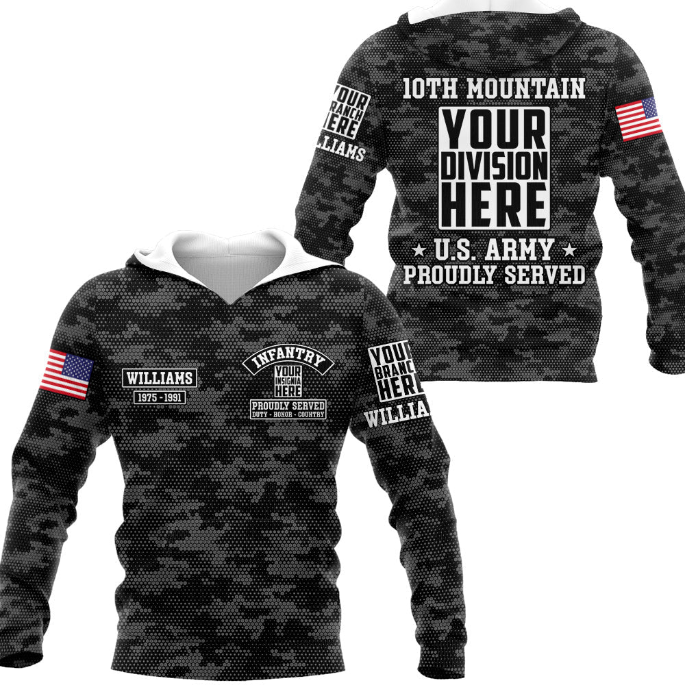 Hexagonal Camo Military Personalized All Over Print Shirt For Veteran   Design H2511