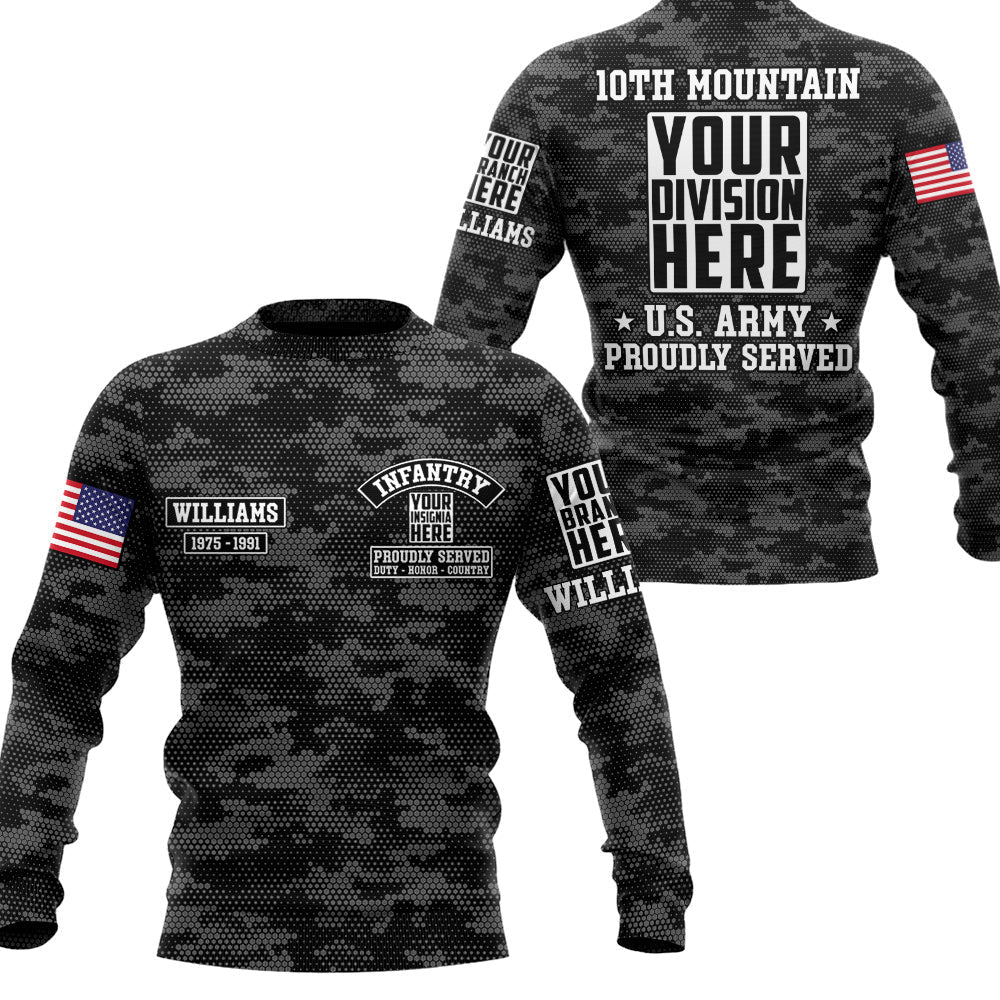 Hexagonal Camo Military Personalized All Over Print Shirt For Veteran   Design H2511
