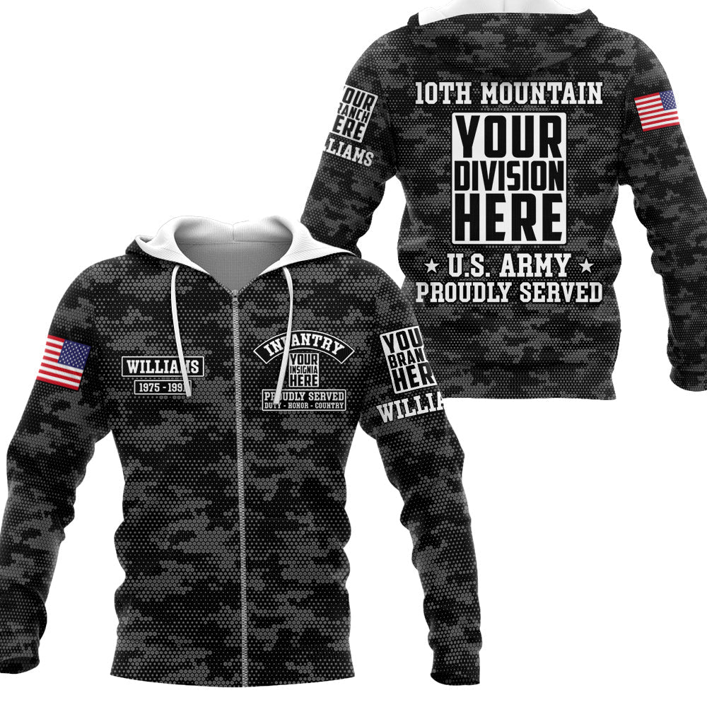 Hexagonal Camo Military Personalized All Over Print Shirt For Veteran   Design H2511
