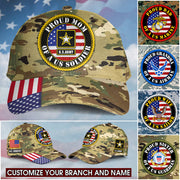 Proud Mom Of A Us Soldier Custom Camouiflage Cap Gift For Mom Dad... Family Members Military Graduate Day Cap H2511 Trna