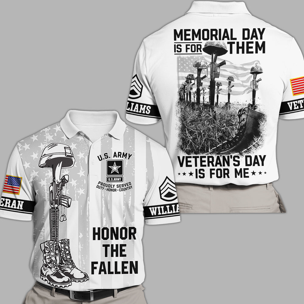 Custom All Over Print Shirt Memorial Day Is For Them Veteran's Day Is For Me Polo Shirt For Veteran H2511