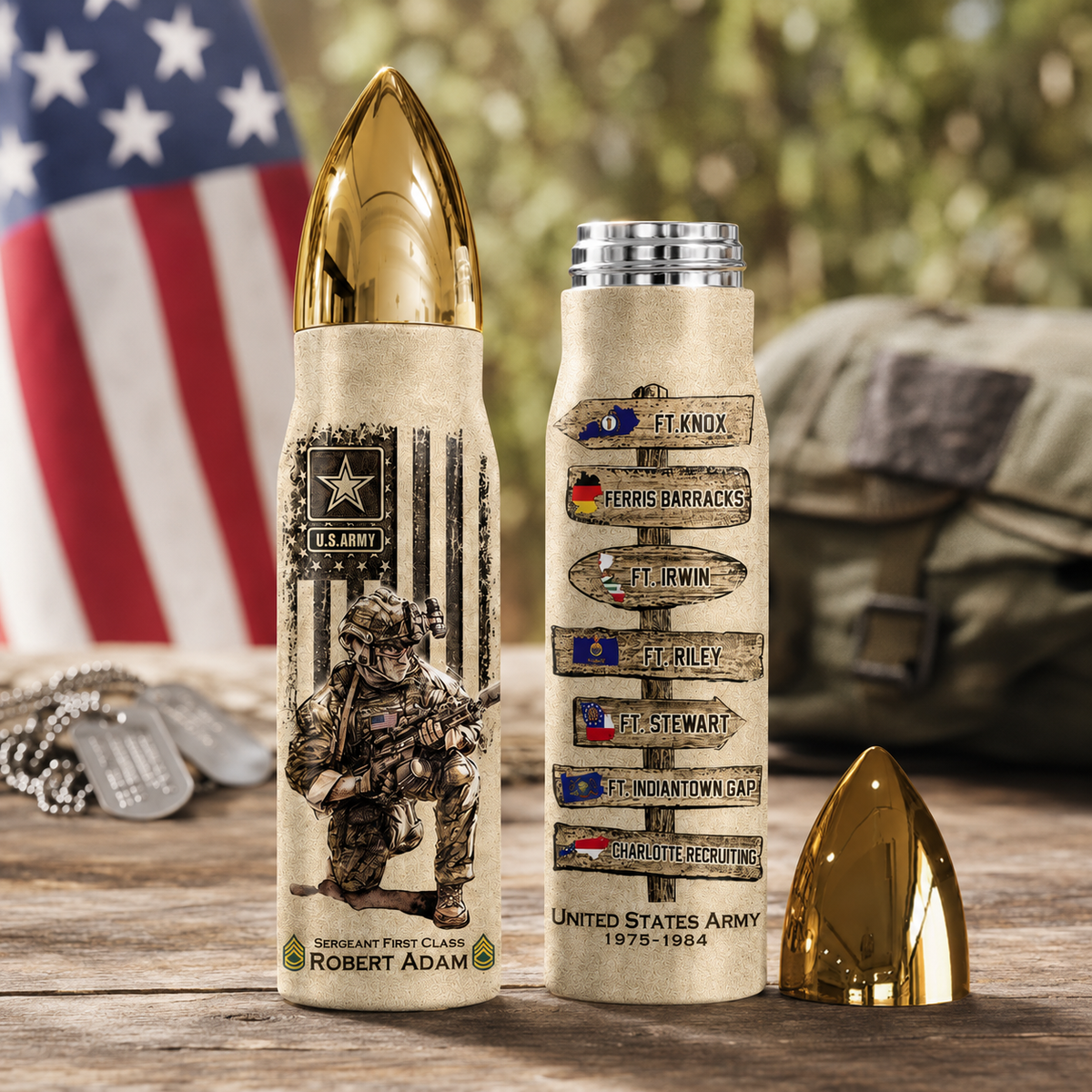 US Military World Tour Custom Bullet Tumbler Gift For Veteran H2511
