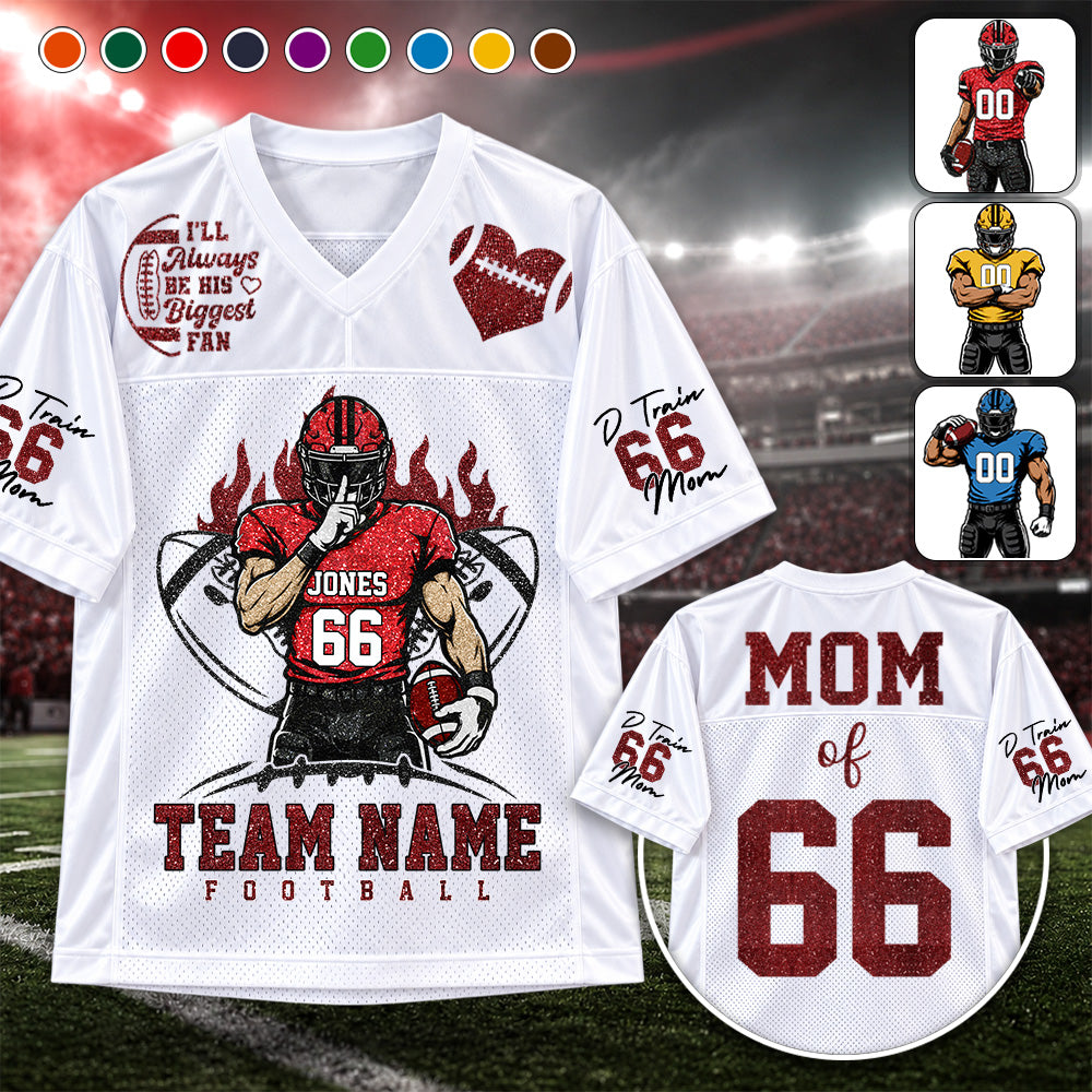 I'll Always Be Your Biggest Fan - Personalized  Football Jersey For Football Family Custom Player Clipart NA04 Hv01