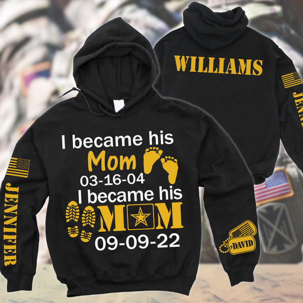 I Became His Mom I Became Army Mom Custom All Over Print Shirt Hoodie Gift For Military Mom Dad Family Members H2511 Trna