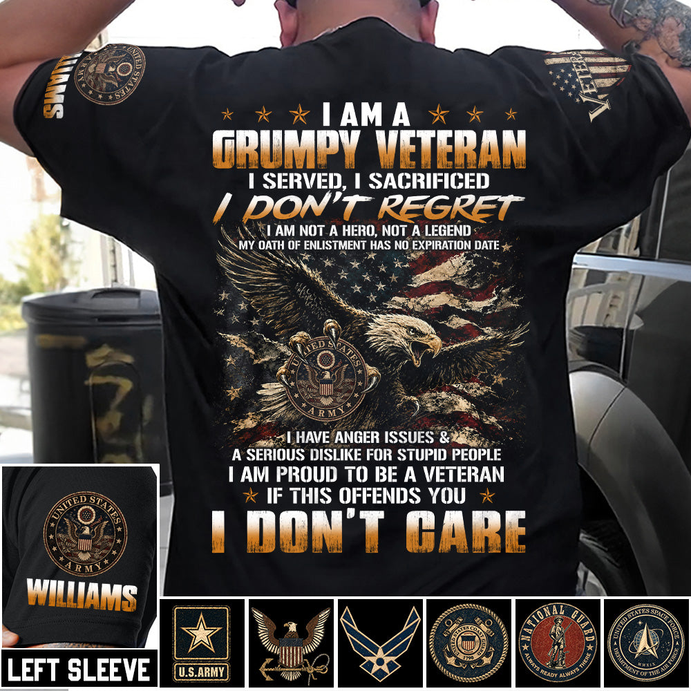 I Am A Grumpy Old Veteran I Served I Sacrificed Shirt Custom All Military Branches For Proud US Veteran H2511 Trna