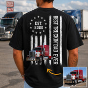 Custom Photo Best Truckin' Dad Ever Shirt, Gift For Dad, Grandpa, Father's Day L0411 T24
