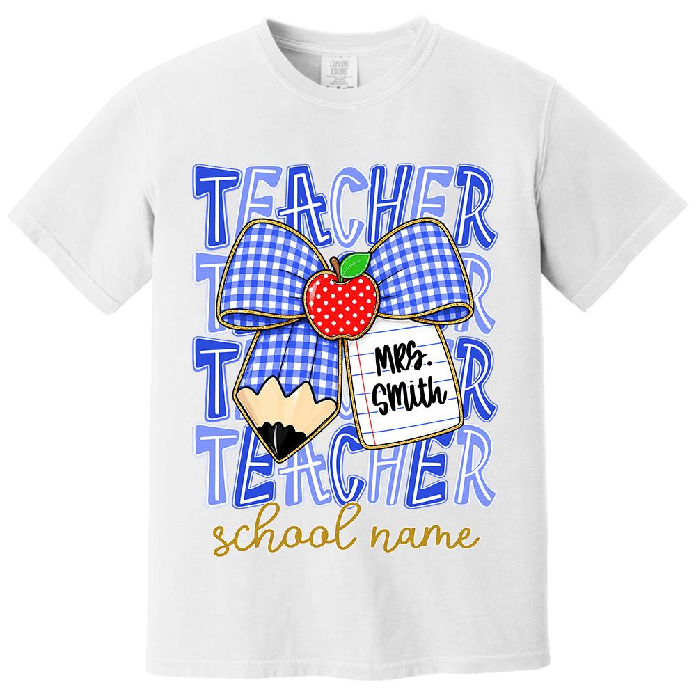 Personalized Coquette Bow Teacher Para Librarian Counselor Appreciation Back to School, Custom Job Title Teacher Name, Gifts For Teacher MI209 Hv01