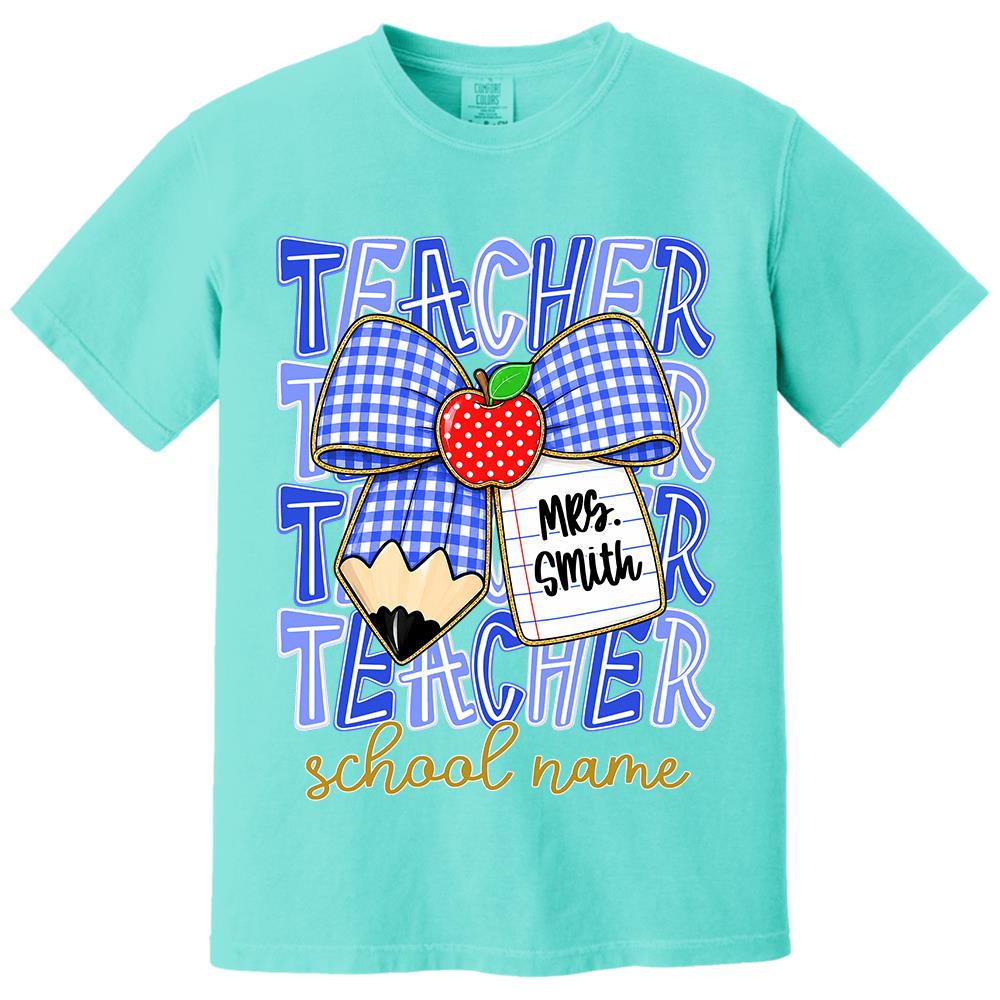Personalized Coquette Bow Teacher Para Librarian Counselor Appreciation Back to School, Custom Job Title Teacher Name, Gifts For Teacher MI209 Hv01