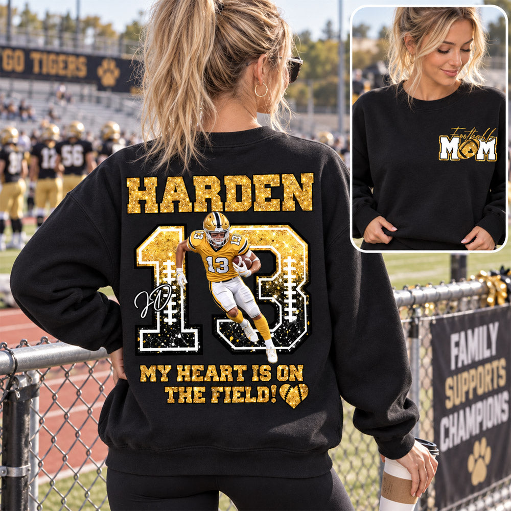 Personalized My Heart Is On That Field Shirt - Custom Photos American Football Players NA04 Nh00