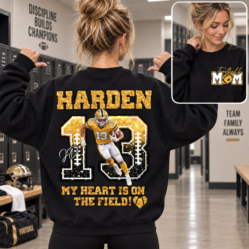 Personalized My Heart Is On That Field Shirt - Custom Photos American Football Players NA04 Nh00