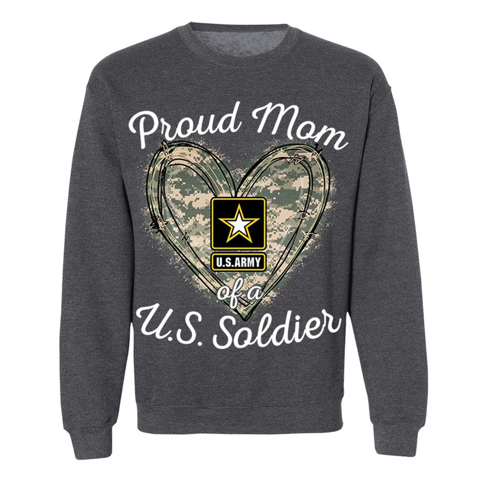 Proud Mom Of A U.S. Soldier Camo Heart Custom Shirt For Military Mom Grandma Sister... Family H2511 Trna