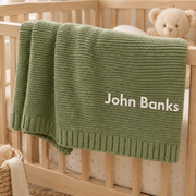 Embroidered Knit Baby Blanket, Soft Cotton Knit Baby Blanket, Custom Baby Name Blanket, Baby Shower Gift, Newborn Blanket, Keepsake Gift for Baby Pt99