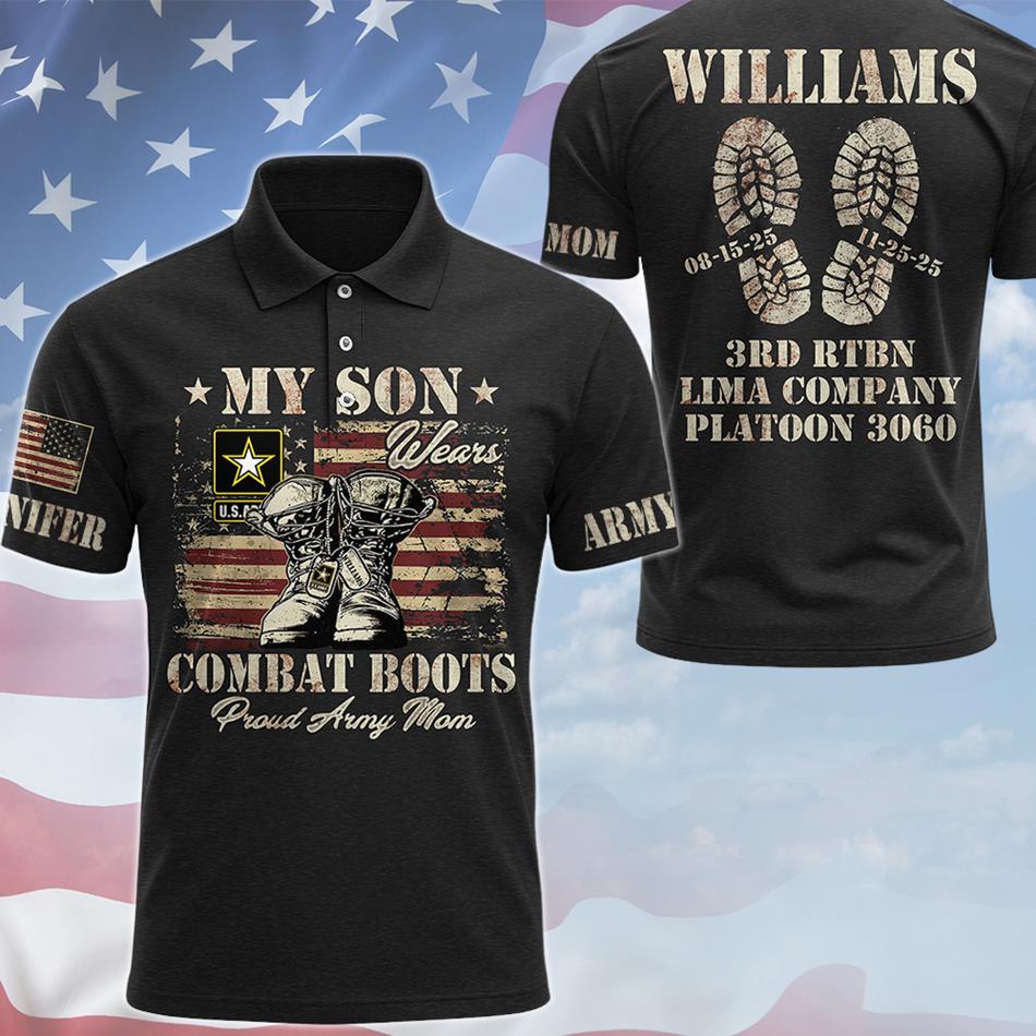 My Son Wear Combat Boots Proud Army Mom Custom All Over Print Shirt Hoodie Personalized Gradutation Date For US Military Family Members H2511