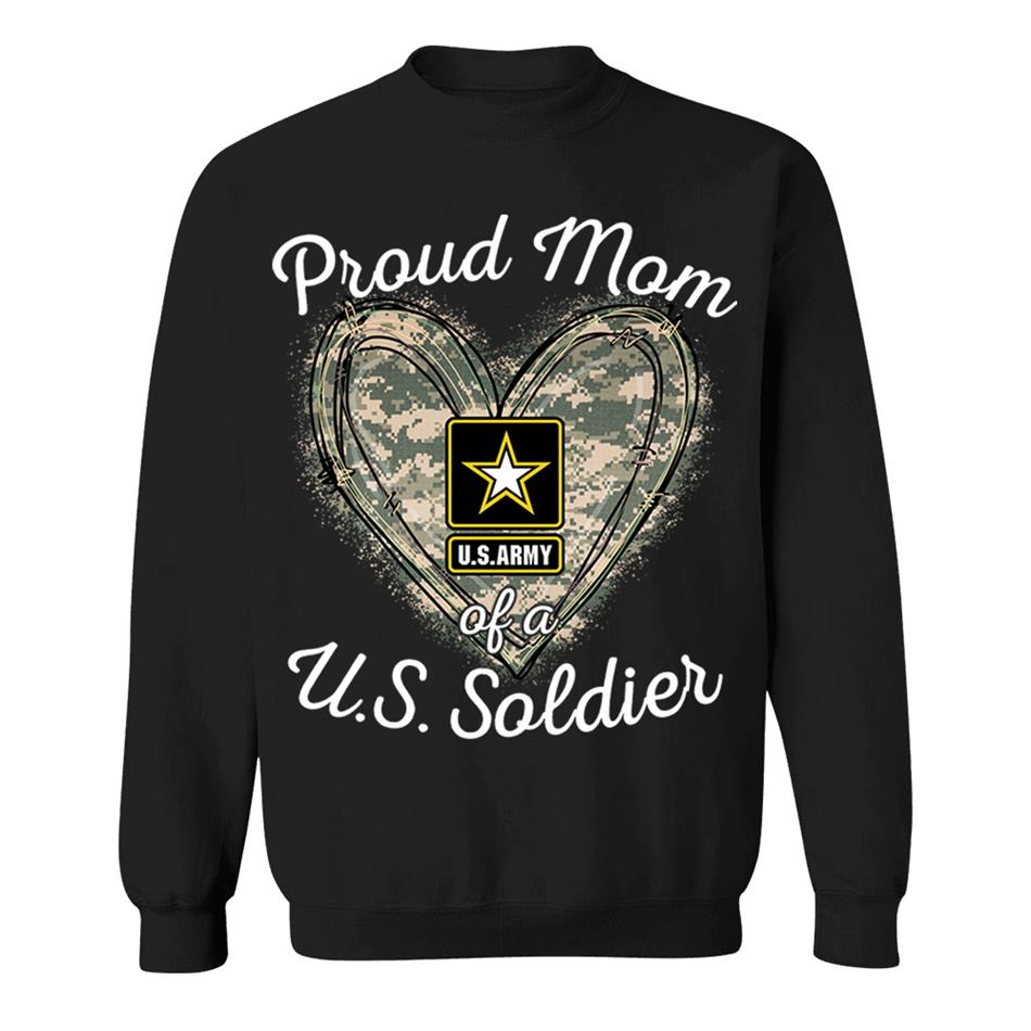 Proud Mom Of A U.S. Soldier Camo Heart Custom Shirt For Military Mom Grandma Sister... Family H2511 Trna
