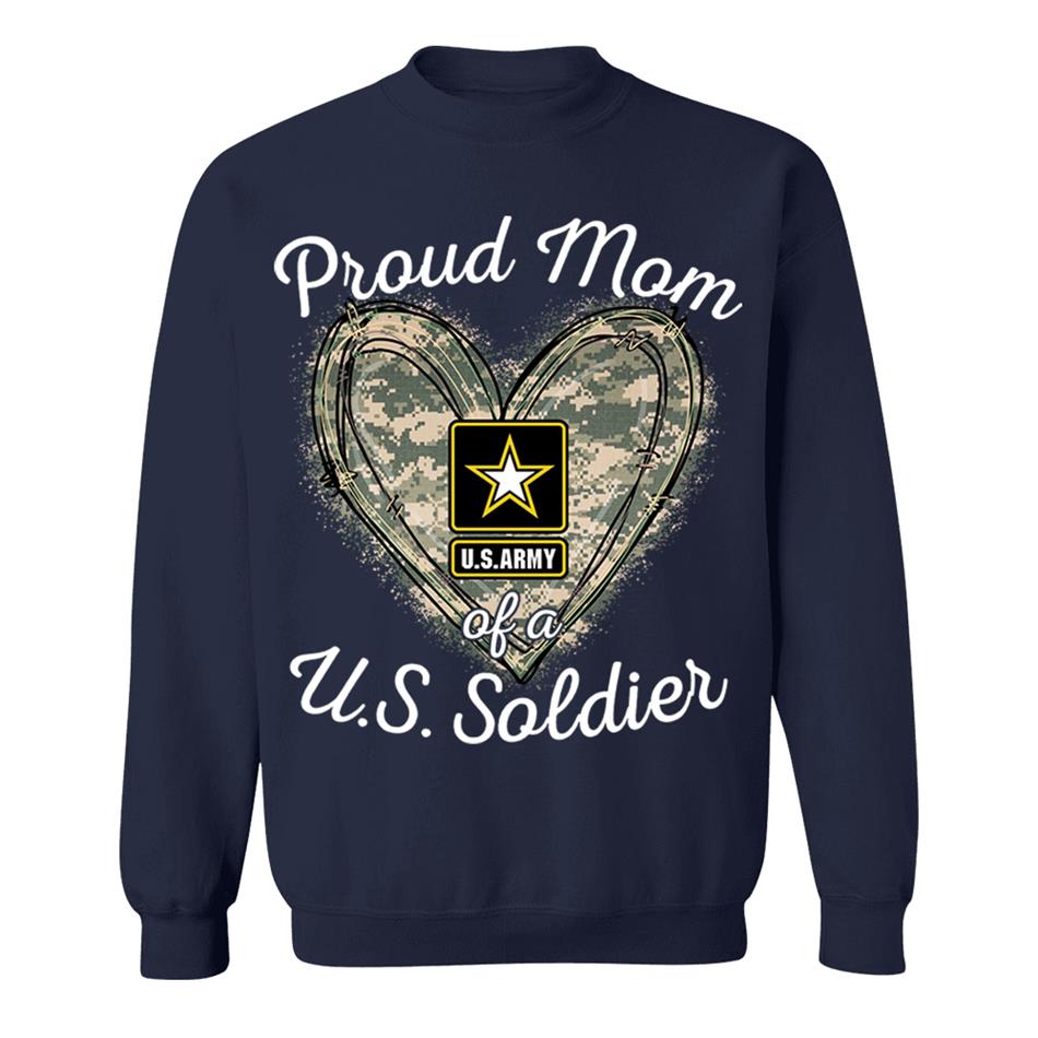 Proud Mom Of A U.S. Soldier Camo Heart Custom Shirt For Military Mom Grandma Sister... Family H2511 Trna