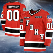 Premium Hockey Jersey For US Firefighter Custom Dept Name Number Thin Red Line Flag H2511 Trna